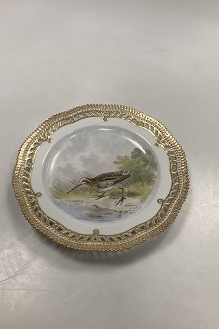 Royal Copenhagen Flora Danica Fugle Frokosttallerken No 20/3554 med gennembrudt kant.
