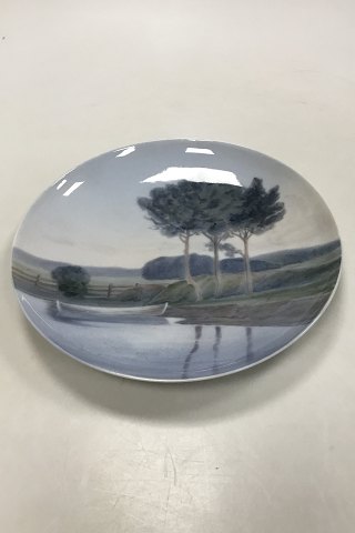 Bing and Grondahl Art Nouveau Plate with motif of lake and forest No 8179 / 357 . 25