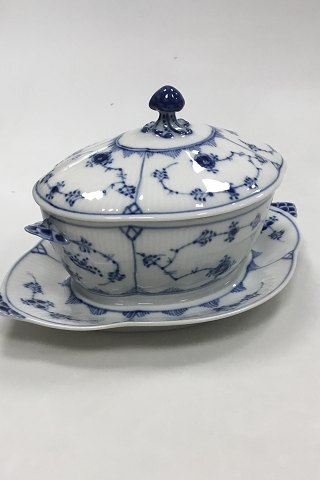 Royal Copenhagen Musselmalet Riflet Sauceskål med låg No. 207