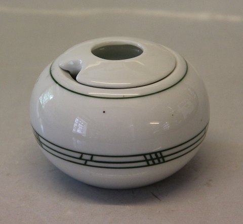 551 Mustard jar 6 x 8 cm Olympia Green pattern of lines B&G 