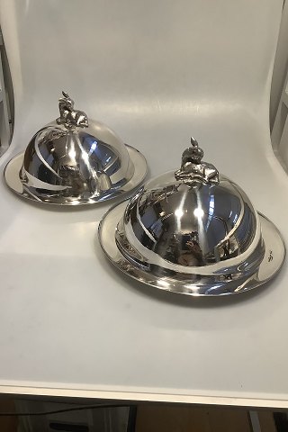 Aage Weimar ( Evald Nielsen ) Sterling Sølv Jagt lågfade med skål, fad og topfigur
