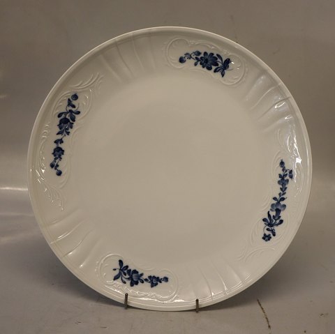 10-12491 Stort rundt fad ca 30 cm Kongelig Dansk Porcelæn Blå Blomst Juliane Marie