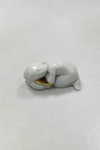 Bing and Grondahl Blanc de Chine Figurine with gold of Child with Seashell No. 2315