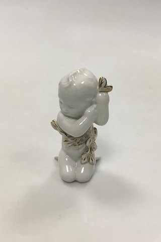 Bing & Grøndahl Blanc de Chine Figur af Havbarn med tang. Med gulddekoration No 2267