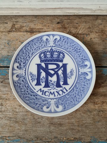 Royal Copenhagen mindeplatte fra 1921 Prinsesse Margrethes bryllup med prins Rene af Bourbon Parma