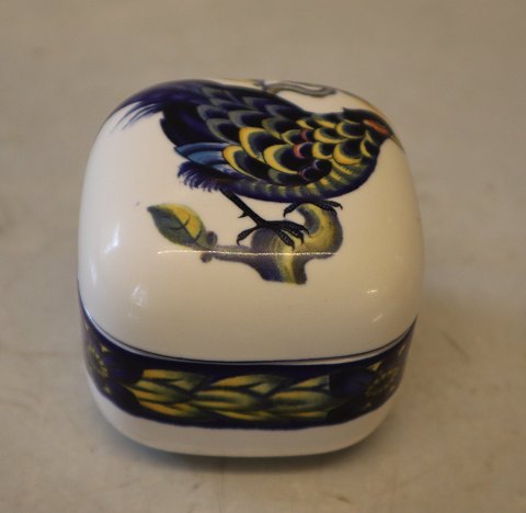 246 Box with lid ca 6 x 6 cm 1737246 Royal Copenhagen Faience Blue Pheasant Chr. Joachim Aluminia