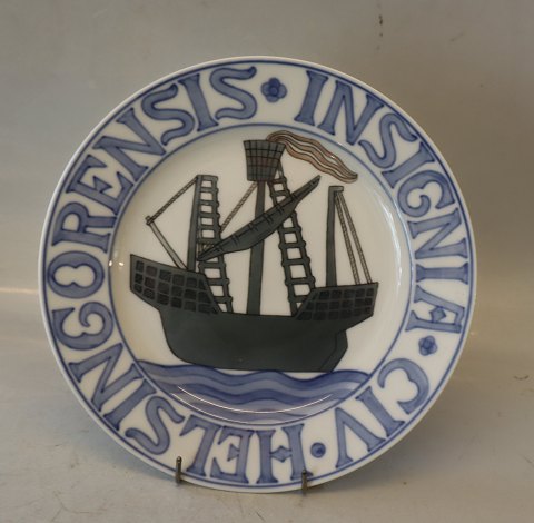 Helsingør Byplatte Bing & Grøndahl B&G   med byvåben CIV Helsingorensis  INSIG 23,8 cm
