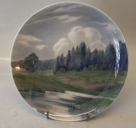 B&G 7182-357-20 Plate: Landscape with old barn 20 cm Signed AN? Firing flaws B&G Porcelain