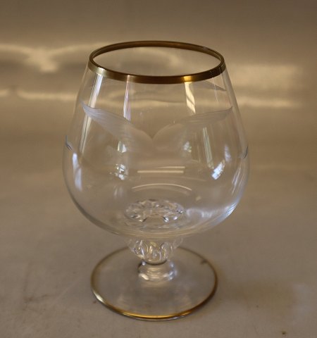 Cognac 9 cm. stk. Seagull  Lyngby Glass - stemware with gold and gulls