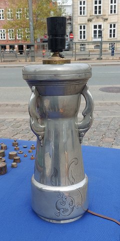 Art Nouveau: Lamp base in tin by Mogens Ballin