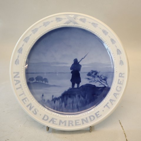 B&G Song Plate "Nattens Dæmrende Taager " 20.5 cm B&G Porcelain