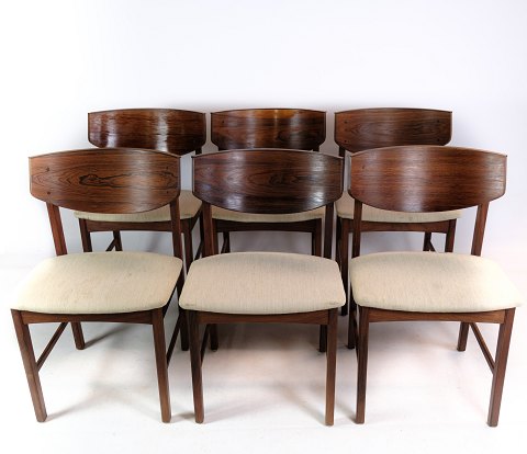 Spisestuestole, palisander, stof, dansk design, 1960