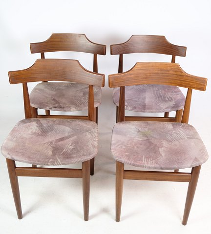 4 Spisestuestole - Teak - Gråt Stof - Hans Olsen - 1960