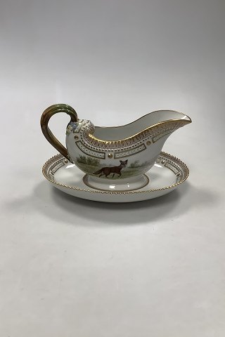 Royal Copenhagen Flora Danica Game Sauce Boat with attached underplate No 19/3556