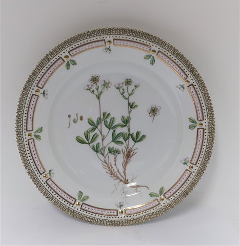 Royal Copenhagen, Flora Danica. Middags tallerken. Model 624 (3549). Diameter 25 cm. (1 sortering). Potentilla retusa Horn