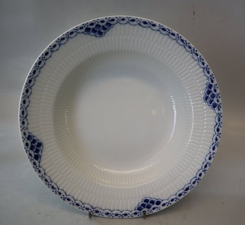 659-111 Dyb tallerken 23 cm Princess Royal Copenhagen Blå Prinsesse #111 Hvid riflet med blå halvblonde
