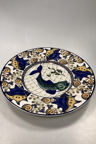Aluminia Fajance Fad / Skål No. 411/300 med Fiske motiv