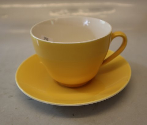 Susanne Yellow Aluminia Faience Tea cup and saucer,  Confetti