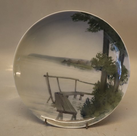 B&G Porcelain B&G 3892-357-20 Plate: A bridge toward the lake 20 cm Signed IHF