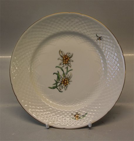 026 Luncheon Plate 21.5 cm (326) Mimer B&G Cream porcelain Edelweiss flower, gold rim, form 356