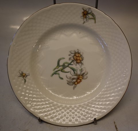 Mimer 028 a Cake plate 15.5 cm (306) B&G Cream porcelain Edelweiss flower, gold rim, form 356