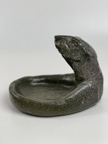 Michael Andersen & Son, rare polar bear bowl in green mottled glaze, first half of the 20th century