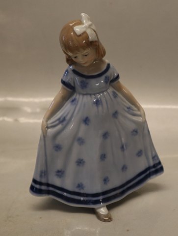 Royal Copenhagen 0084 RC Mini Ballerina, light blue polka dots 14 cm (5021084) Miniature version of dancer (#2444)