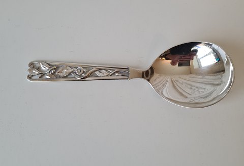 Large beautiful serving spoon in silver with ornamental decoration from Horsens Silver 1958 - 23 cm.