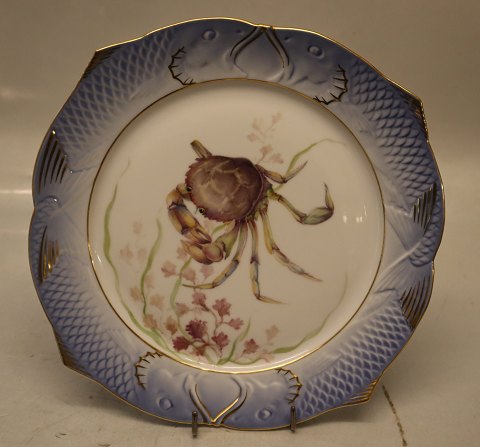 1212-3002 Fish Platter 24 cm Cancer pagurus (edible crab or brown crab) #19 Blue Fish Plate Royal Copenhagen 
