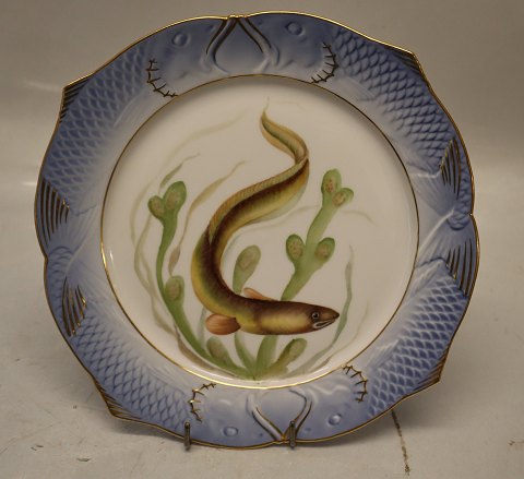 1212-3002 Fish Platter 24 cm Anguilla vulgaris (European eel)  #19 Blue Fish Plate Royal Copenhagen 