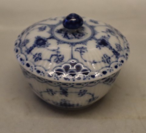 657-1 Covered small sugar bowl 7.5 x 9.5 cm Blue Fluted Danish Porcelain half lace