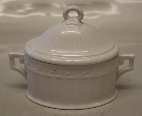 1212-11561 Sukkerskål med låg 17.5 cl 4.8 x 13 cm (1114141) Kongelig Dansk Viftestellet, hvidt