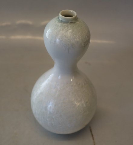 Kgl. F 746 Græskarformet (gourd) vase med krystal glasur 17.8 cm Valdemar Engelhart Kongelig Dansk porcelæn