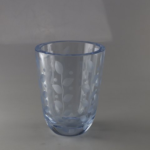 Orrefors vaseLyseblå med blade