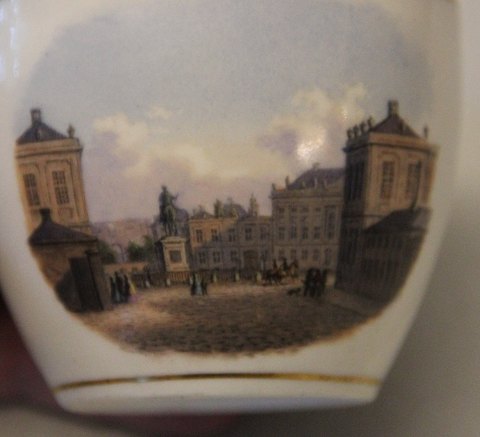 Amalienborg from Frederiksgade RC Antique Cup 6.3 x 8 cm with high handle 8.5 cm  and saucer 14 cm Royal Copenhagen prospectus cup