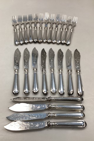 Set of English Silver Plated Fish cutlery for 12 people (24 pcs)
