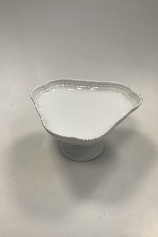 Royal Copenhagen White Flora Danica Pearl Pattern Triangular Cake Bowl on stand No 3511