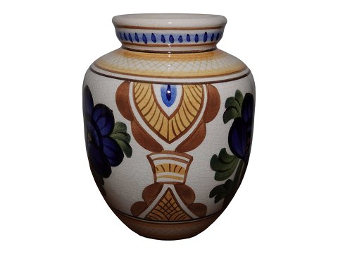 AluminiaVase med blå og gul dekoration