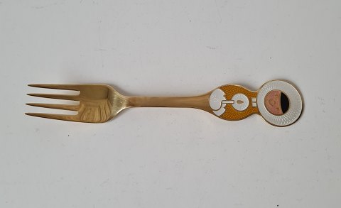 A.Michelsen Christmas fork in gilded sterling silver with enamel 1969