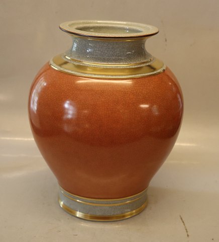 212-3342 Kgl. Orange på gråt med guld 29 x ca 23 x 18 cm Kongelig Dansk  Craquelé, Craquele