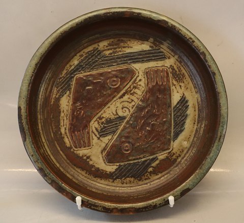 21937 RC Tray with fantasy birds 8 x 30 cm July 1962 Signed JM Jorgen Mogensen Royal Copenhagen Art Pottery