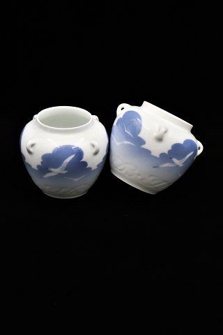 Royal Copenhagen Art Nouveau FDB vase with handle and seagull motifs. Before 1923...