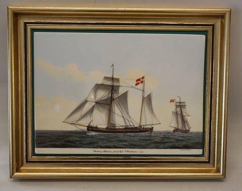 Bing & Grøndahl porcelænsbillede i guldramme B&G Danske Skibsportrætter Jakob Petersen 1774 -1855 no 408 - 3500