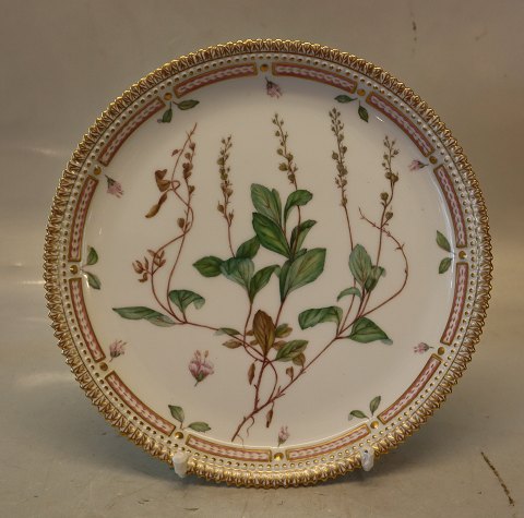 20-3566 "Veronica officinalis L. v. glabrata Frist"  Rund bakke 24,75 cm Nyt nr. #:365 Flora Danica Danish Porcelain