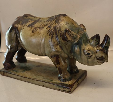 20332 RC Rhino Rhinoceros 26 x 45 cm March 1935 Arnoff Thomsen Royal Copenhagen Art Pottery