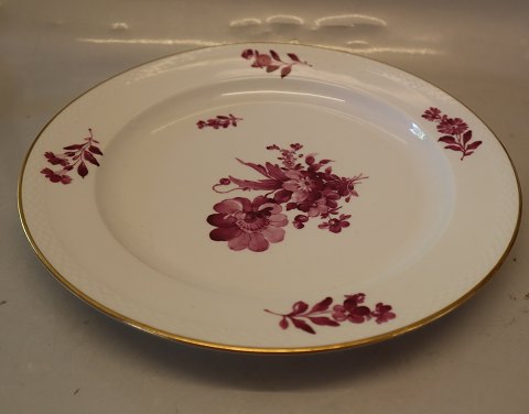 8012-427 Round Platter 32.6 cm Purple Danish Porcelain Purpur Flower with gold braided Tableware