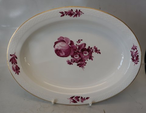 8017-427 Large oval platter 36.5 cm Purple Danish Porcelain Purpur Flower with gold braided Tableware