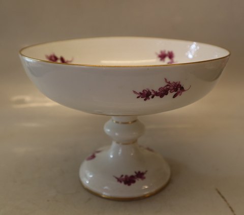 8064-427 Cake dish on high foot 21 cmPurple Danish Porcelain Purpur Flower with gold braided Tableware