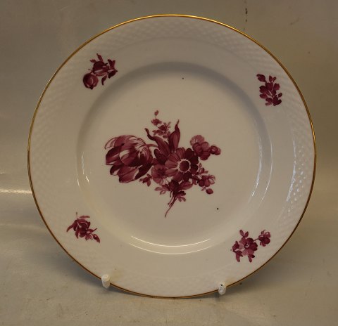 8097-427 Dinner plate  25.5 cm Purple Danish Porcelain Purpur Flower with gold braided Tableware