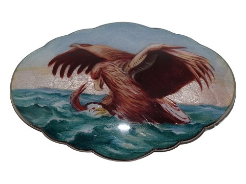 Gustav Gaudernack NorgeStor emalje Art Nouveau broche med ørn